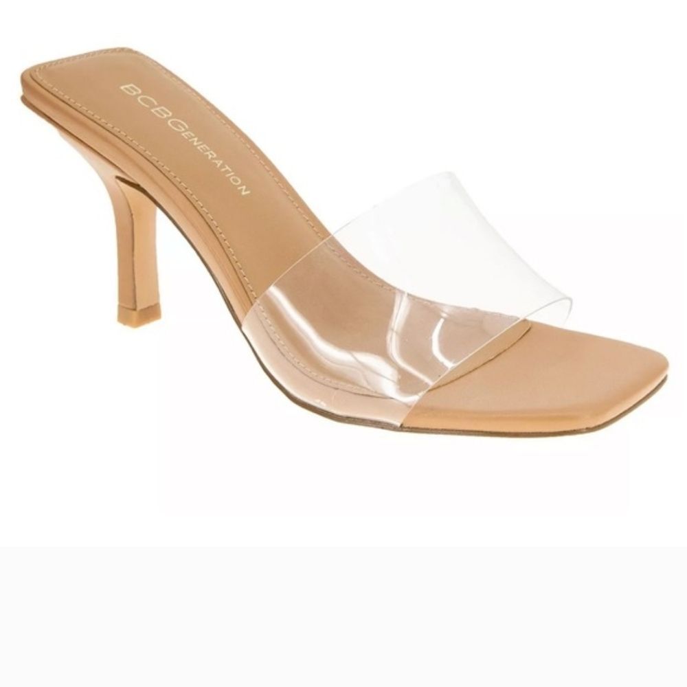 BCBGeneration Maxari Tan Transparent Sandals - NWOT
